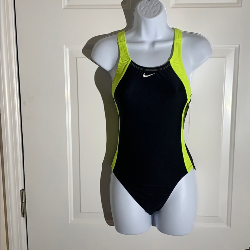 Nike 1-Piece Black and Yellow Fastback Swimsuit